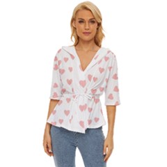 Small Cute Hearts Lightweight Drawstring Hooded Top by ConteMonfrey