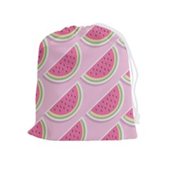 Pink Melon Wayermelon Pattern Food Fruit Melon Drawstring Pouch (xl) by Ravend