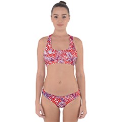 Leaf Red Point Flower White Cross Back Hipster Bikini Set by Ravend