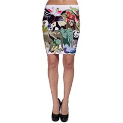 Zoo-animals-peacock-lion-hippo Bodycon Skirt by Pakrebo