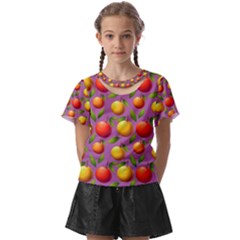 Illustration Fruit Pattern Seamless Kids  Front Cut Tee by Ravend