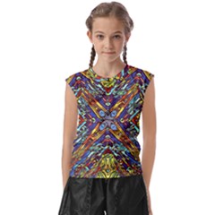 Mosaic Pattern Background Kids  Raglan Cap Sleeve Tee by Ravend