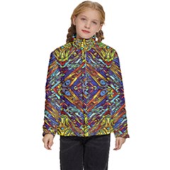 Mosaic Pattern Background Kids  Puffer Bubble Jacket Coat by Ravend