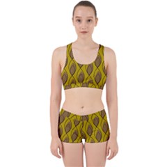 Yellow Brown Minimalist Leaves  Work It Out Gym Set by ConteMonfrey