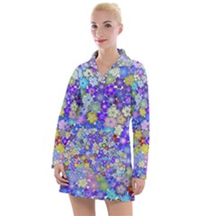 Illustration Background Flower Pattern Floral Women s Long Sleeve Casual Dress by danenraven