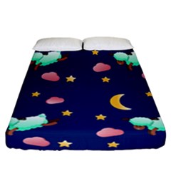 Sleepy Sheep Star And Moon Fitted Sheet (california King Size) by danenraven