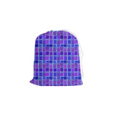 Background Mosaic Purple Blue Drawstring Pouch (small) by danenraven