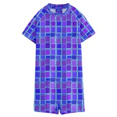 Background Mosaic Purple Blue Kids  Boyleg Half Suit Swimwear by danenraven