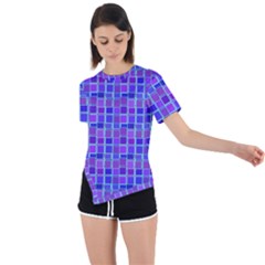 Background Mosaic Purple Blue Asymmetrical Short Sleeve Sports Tee by danenraven