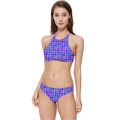 Background Mosaic Purple Blue Banded Triangle Bikini Set by danenraven