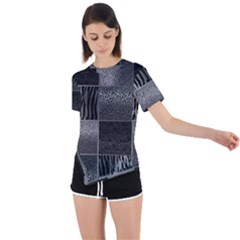 Gray Animal Print Asymmetrical Short Sleeve Sports Tee by danenraven