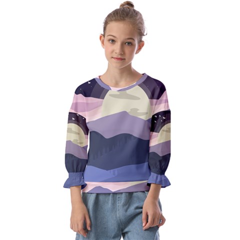 Illustration People Enjoying Summer Season Kids  Cuff Sleeve Top by Ravend
