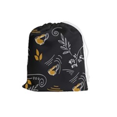 Illustration Leaves Leaf Naturecoffee Digital Paper Cup Drawstring Pouch (large) by Ravend