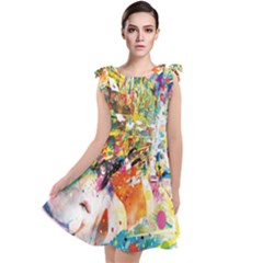 Multicolor Anime Colors Colorful Tie Up Tunic Dress by BangZart