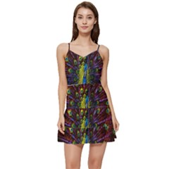 Beautiful Peacock Feather Short Frill Dress by Jancukart