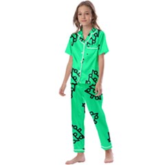 Tree With Ornaments Green Kids  Satin Short Sleeve Pajamas Set by TetiBright