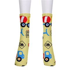 Seamless Pattern Vector Industrial Vehicle Cartoon Crew Socks by Jancukart