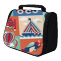 Toy Transport Cartoon Seamless-pattern-with-airplane-aerostat-sail Yacht Vector Illustration Full Print Travel Pouch (Small) View1