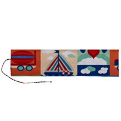 Toy Transport Cartoon Seamless-pattern-with-airplane-aerostat-sail Yacht Vector Illustration Roll Up Canvas Pencil Holder (l) by Jancukart