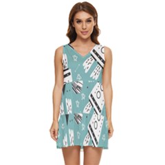 Cute Seamless Pattern With Rocket Planets-stars Tiered Sleeveless Mini Dress by BangZart