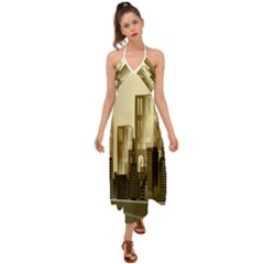 Architecture City House Halter Tie Back Dress  by Jancukart