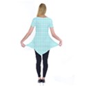 Turquoise Small Plaids Lines Short Sleeve Tunic  View2