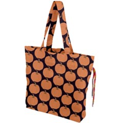 Black And Orange Pumpkin Drawstring Tote Bag by ConteMonfrey