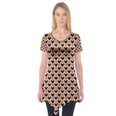 Halloween Plaids Arrow Short Sleeve Tunic  by ConteMonfrey