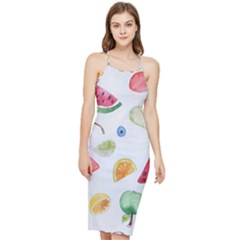 Fruit Summer Vitamin Watercolor Bodycon Cross Back Summer Dress by Wegoenart