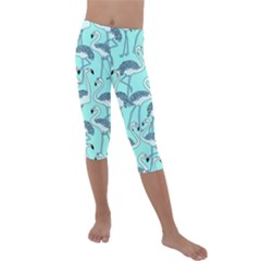 Flemish Picture Drawing Summer Kids  Lightweight Velour Capri Leggings  by Wegoenart