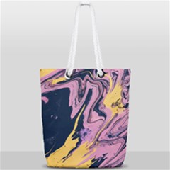 Pink Black And Yellow Abstract Painting Full Print Rope Handle Tote (small) by Wegoenart