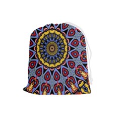 Kaleidoscope Mandala Colorful Drawstring Pouch (large) by Wegoenart