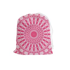 Mandala Pink Abstract Drawstring Pouch (large) by Wegoenart
