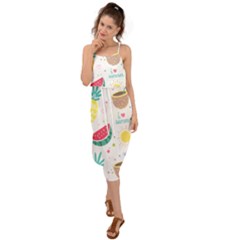 Pineapple And Watermelon Summer Fruit Waist Tie Cover Up Chiffon Dress by Jancukart