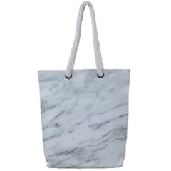 White Marble Texture Pattern Full Print Rope Handle Tote (small) by Jancukart