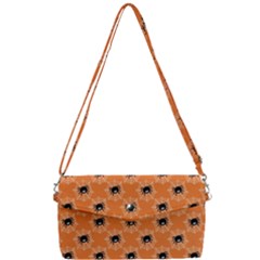 Halloween Black Orange Spiders Removable Strap Clutch Bag by ConteMonfrey