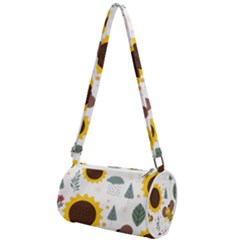 Nature Honeybee Sunflower Leaves Leaf Seamless Background Mini Cylinder Bag by Jancukart