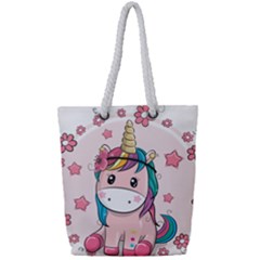 Cartoon Unicorn Fantasy Full Print Rope Handle Tote (small) by Jancukart