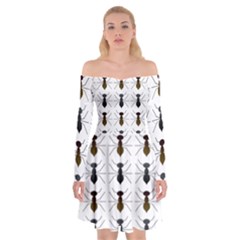 Ant Insect Pattern Cartoon Ants Off Shoulder Skater Dress by Ravend