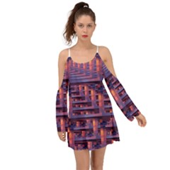 Abstract Pattern Colorful Background Kimono Sleeves Boho Dress by Ravend