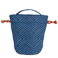 Abstract Geometry Pattern Drawstring Bucket Bag by Ravend