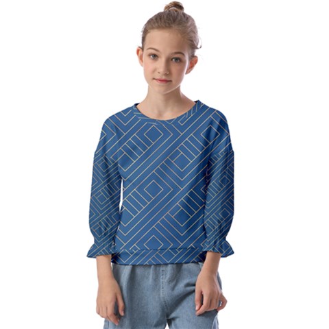 Abstract Geometry Pattern Kids  Cuff Sleeve Top by Ravend