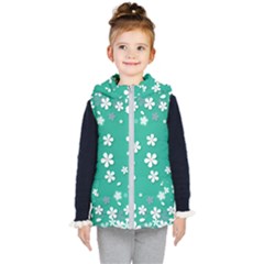 Pattern Background Daisy Flower Floral Kids  Hooded Puffer Vest by Ravend
