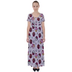 Cake Cupcake Sweet Dessert Food High Waist Short Sleeve Maxi Dress by Ravend
