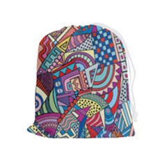 Abstract Art Color Geometry Pattern Drawstring Pouch (xl) by danenraven