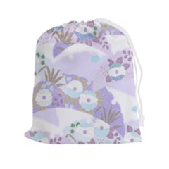 Purple Japanese Pattern Texture Violet Textile Drawstring Pouch (2xl) by danenraven