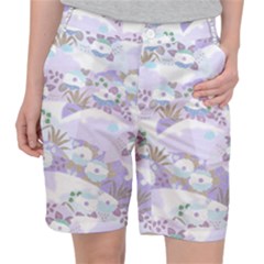Purple Japanese Pattern Texture Violet Textile Pocket Shorts by danenraven