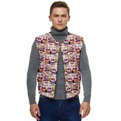 Funny Monsters Teens Collage Men s Short Button Up Puffer Vest	 by dflcprintsclothing