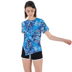 Christmas-background-pattern Asymmetrical Short Sleeve Sports Tee by Wegoenart