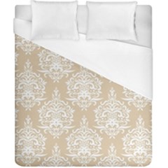 Clean Brown And White Ornament Damask Vintage Duvet Cover (california King Size) by ConteMonfrey